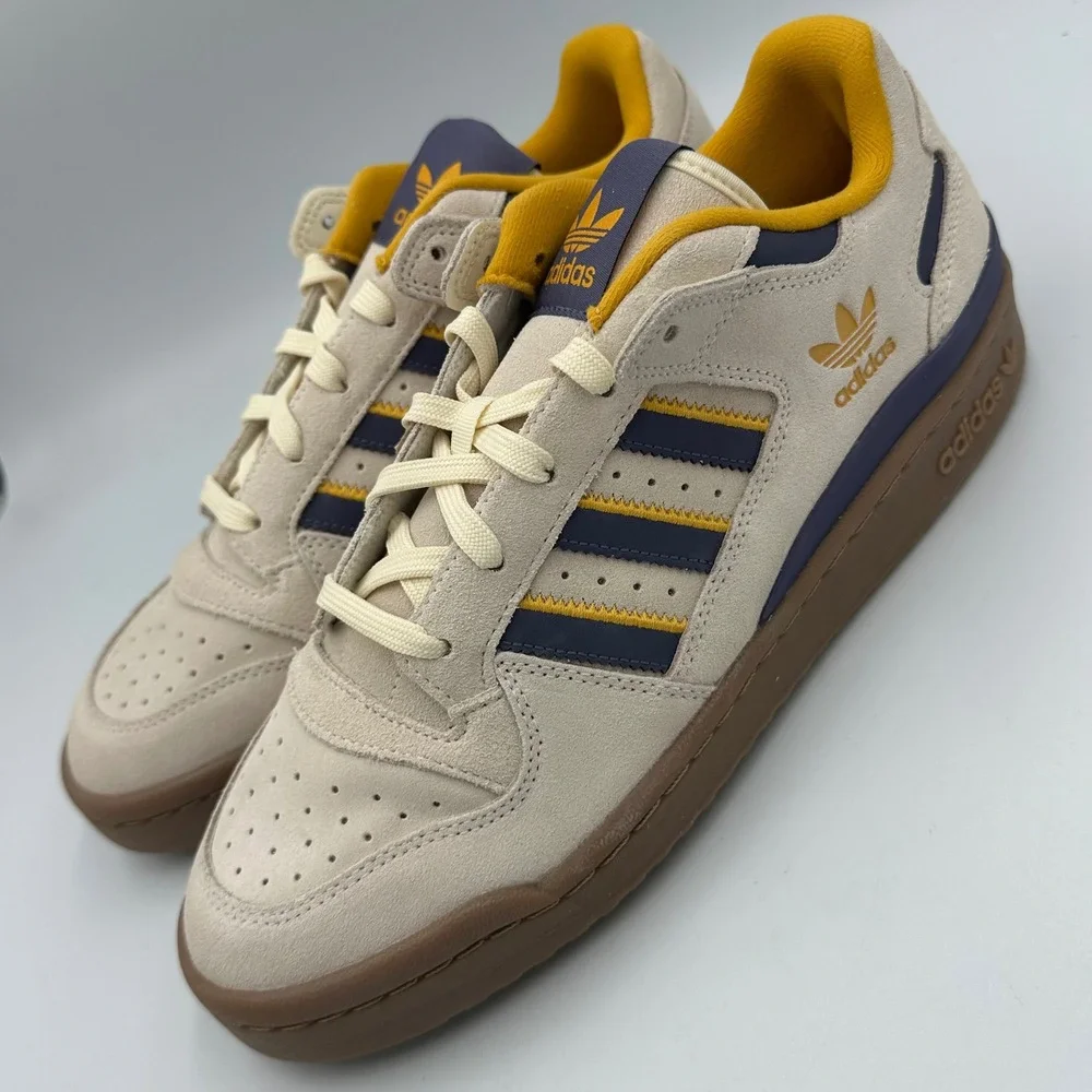 Adidas Forum Low CL White Shadow Violet Yellow Sneakers Shoes JQ2655 Men's 9 NIB